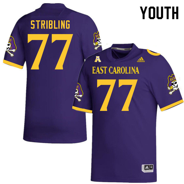 Youth #77 Walter Stribling ECU Pirates 2023 College Football Jerseys Stitched-Purple